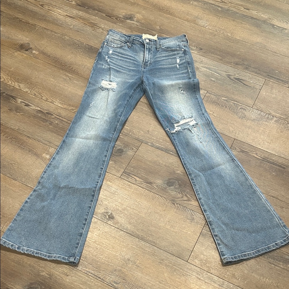 Altar'd State Light Blue Distressed Wide Leg Jeans